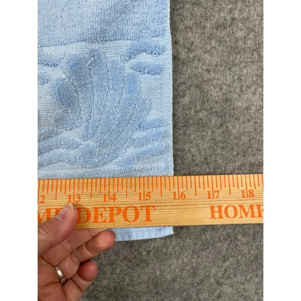 Vintage Light Blue Hand Towels Set of 2 Cotton Shell Border USA Made 27